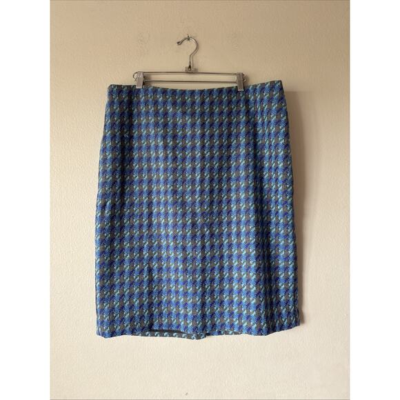Talbots Dresses & Skirts - Talbots Skirt Women’s Size 16 Blue Wool Blend Pencil Lined Houndstooth Career